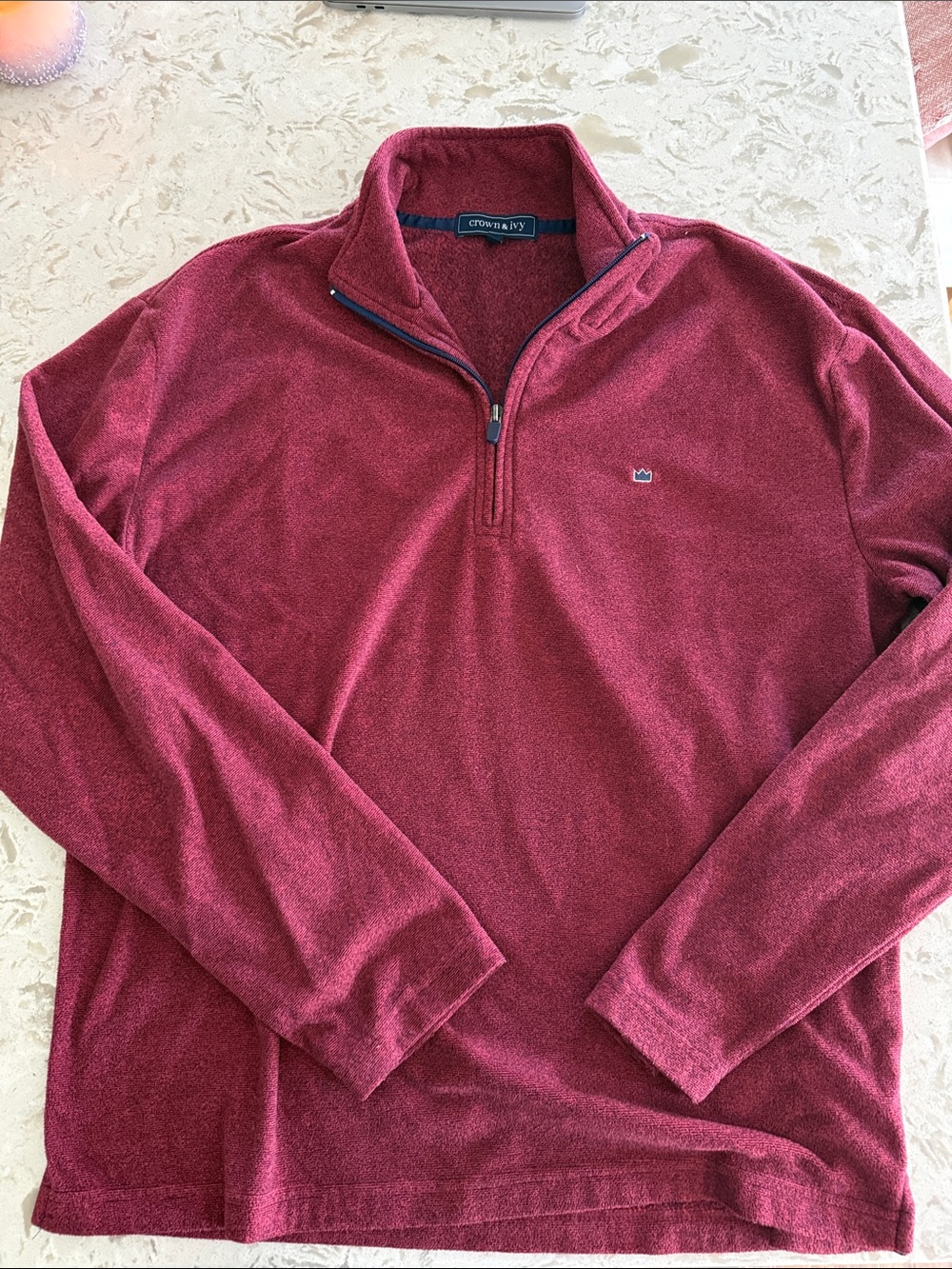 crown & ivy Men's M Wine Red Half-Zip Pullover Sweater
